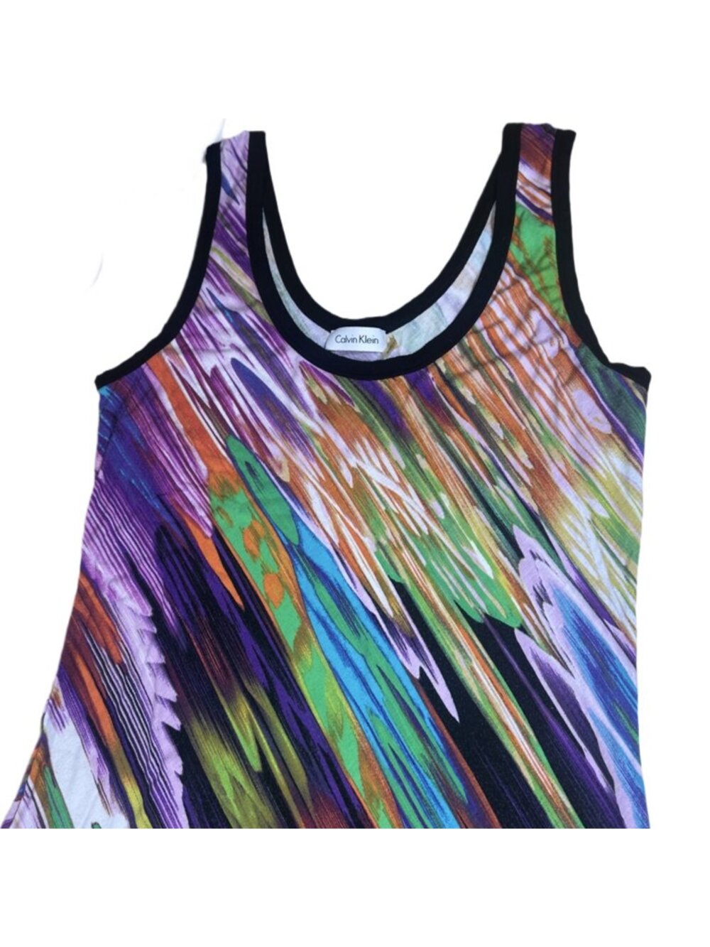 Calvin Klein Multicolor Watercolor Abstract Maxi Dress 8 Stretch Jersey Flowy - Picture 5 of 7